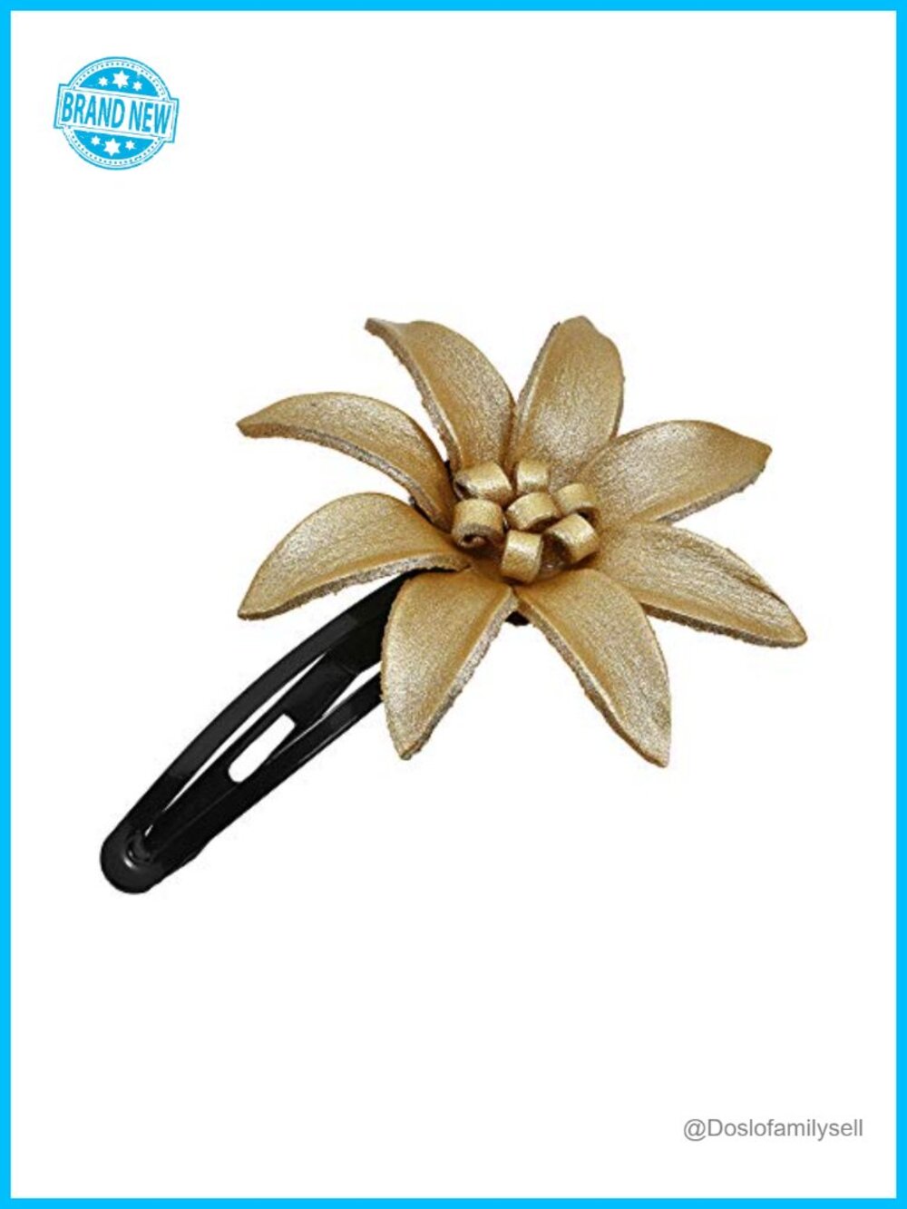 Gold Leather Lily Hair Clip Handmade Floral Boho Barrette